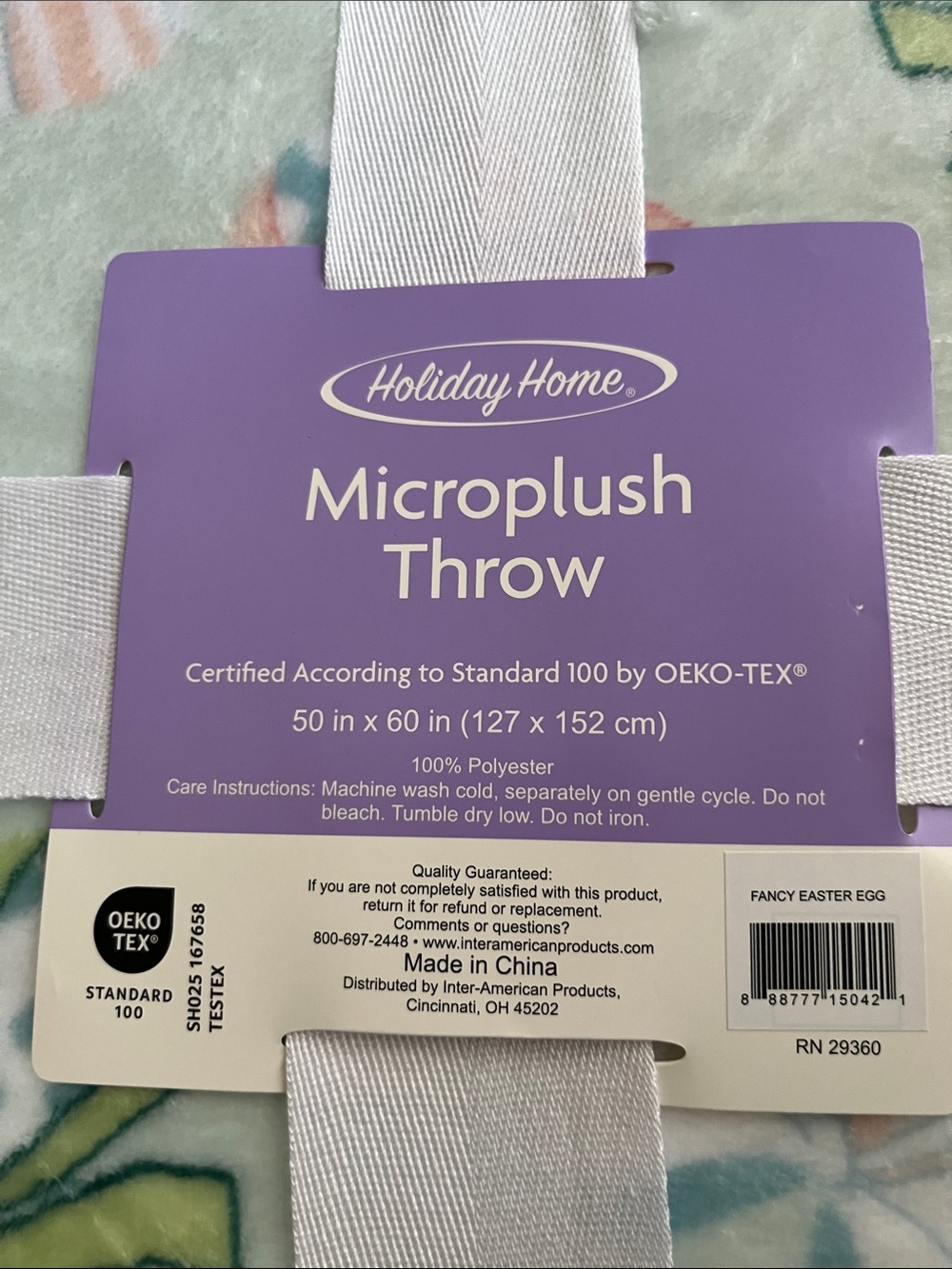 Holiday Home Mint Floral Microplush Throw Blanket - FANCY EASTER EGG - Picture 3 of 4